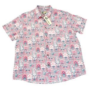 Mens Oliver & Burke American Flag 4th July Casual Short Sleeve Shirt Size 2XL